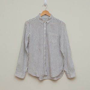 Blue and White Striped Linen Shirt from Muji, size Small